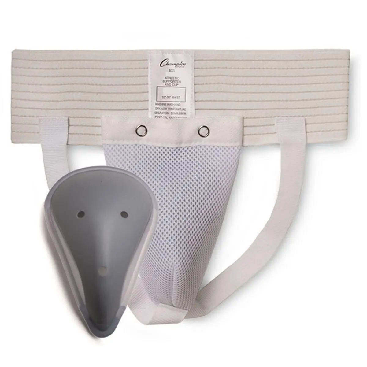 Champion Sports Men's Deluxe Lightweight Soft Cup & Supporter Set - White, Medium, 6in x 5in x 3in, Athlete Snap-Fit Sports Fitness Gear for Adults