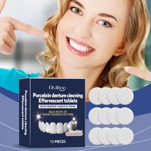 Oral Hygiene Effervescent Tablets, 12pcs/set Braces Cleaning Effervescent Tablets, Denture Cleansing Care Tablets, Denture Cleanser Product for Women & Men
