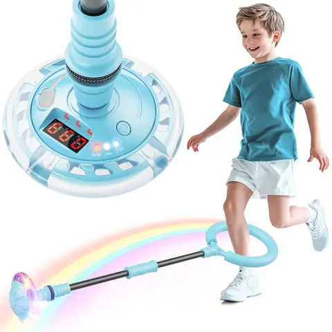 Flooyes Skip Ball for Kids, Flying Bouncing Ball, Ankle Skip Ball Toy with Counter, Timer and Cal Calculator, Girl Birthday Gifts for Age 6 7 8 9 10+, Rechargeable Colorful Flash Wheel Skip Ball for Girls Women