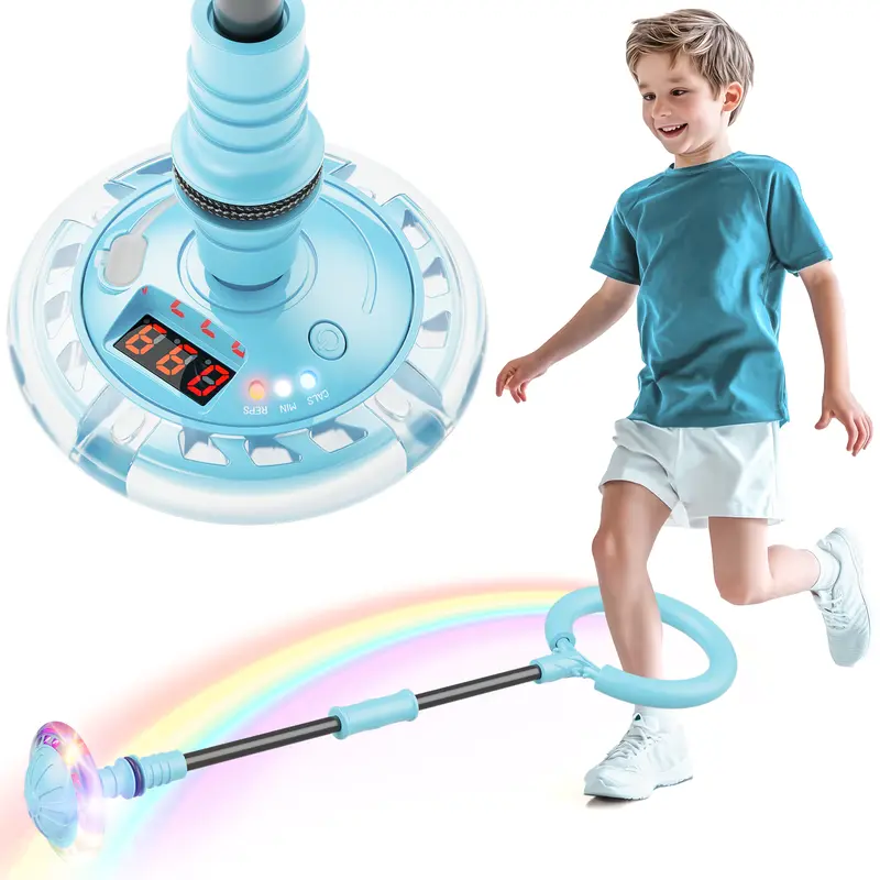 Flooyes Skip Ball for Kids, Flying Bouncing Ball, Ankle Skip Ball Toy with Counter, Timer and Cal Calculator, Girl Birthday Gifts for Age 6 7 8 9 10+, Rechargeable Colorful Flash Wheel Skip Ball for Girls Women