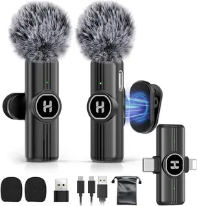 Wireless Lavalier Microphone for iPhone, Android & iPad, Mini Clip on Mic with AI Noise Cancellation, Plug & Play USB C & Lightning Lapel Microphones for Video Recording, TikTok, YouTube, Vlog