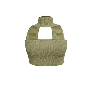 WINNIE RIBBED HALTER TOP