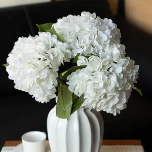 22" Real Soft Touch Hydrangea Artificial Flowers Realistic,Large Long Stem Fake Flowers Full Latex Faux,Wedding Bouquet,Party Home Decor,Garden Office Room Table Centerpieces White 3Pcs