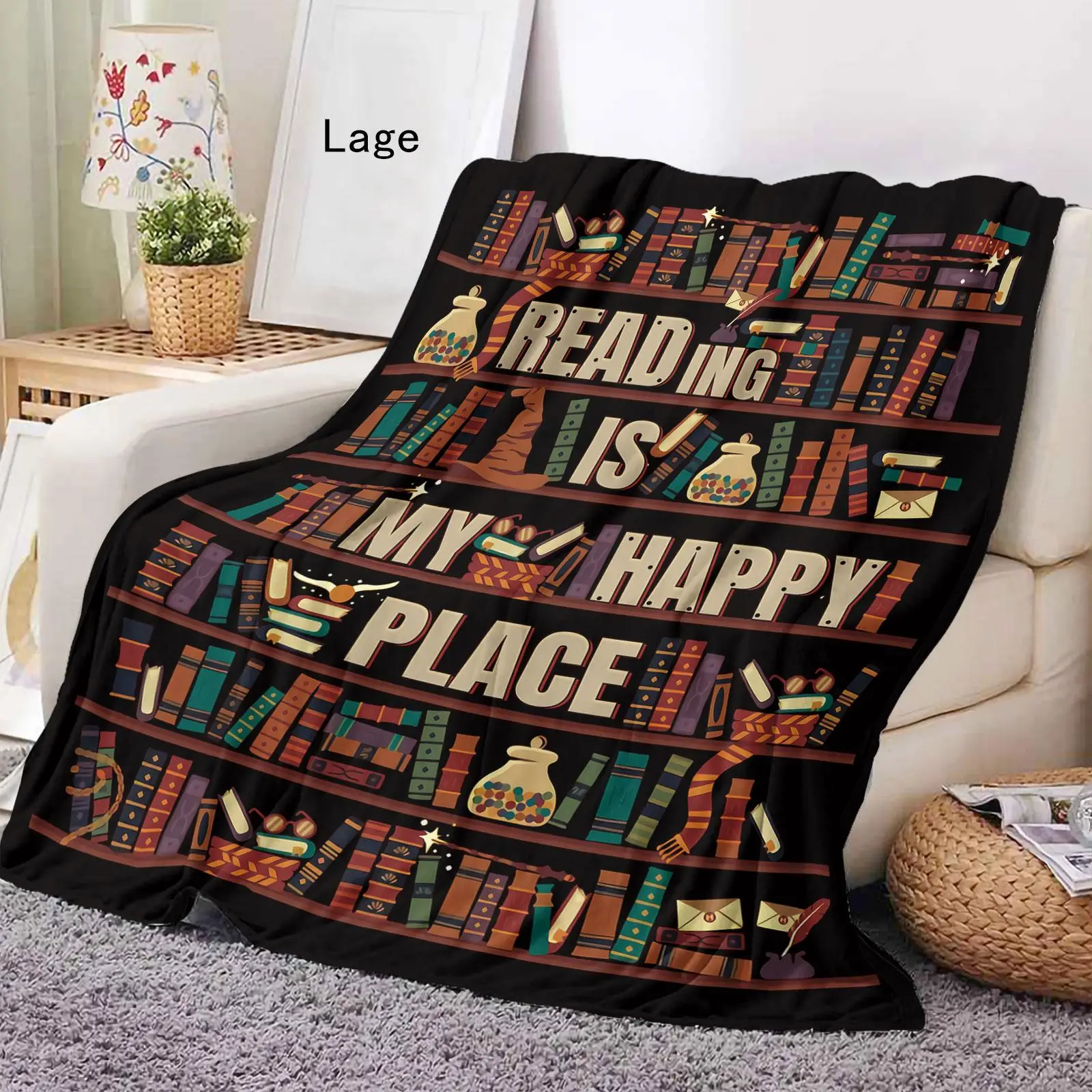 Soft Flannel Blanket, Novelty Letter Print Throw Blanket, Book Lovers Blanket for Travel Sofa Bed Office, Cool Bedroom Accessories, Gifts for Her
