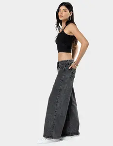 MISS ME Fleur Womens Mid Rise Wide Leg Jeans