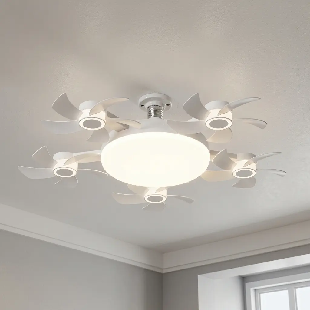 2026 New E27 Socket Ceiling Fan Light - 2-in-1 Silent LED Fan with Remote Control, Energy-Saving Cooling & Lighting Combo for Home Bedroom