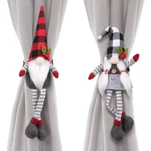Christmas Curtain Tieback Buckle Set of 2, Mr and Mrs Gnome Curtain Tiebacks Holder Fastener Buckle Window Christmas Ornaments Decorations Home