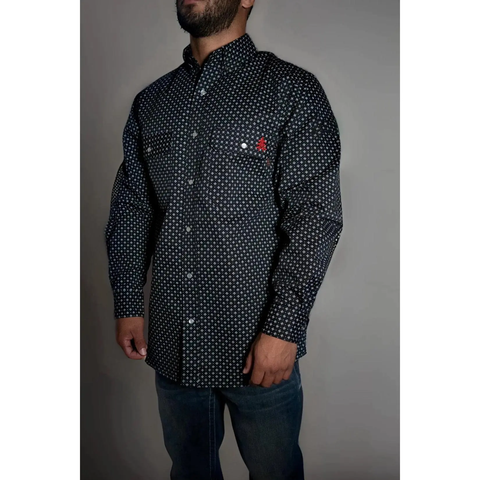 FR Pearl Snap Work Shirt - Reaper Black