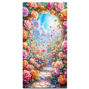 Beautiful Flowers Large Size 5D DIY Diamond Painting Art, Mosaic Cross-Stitch Kit, Crystal Art Round Stones, Home Decoration Gift, Wall Art Painting