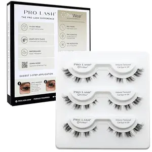 Pro Lash No. 09 ProWear/SoftWear Professionally Styled Lash Clusters - Easiest to Apply Eyelash Cluster - 10 Day Eyelashes - Waterproof Lashes Clusters - 3 Sets - Volume Textured Cat Eye No. 09 - Black