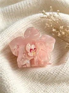 Marble Pattern Orchid Hair Claw, Soft Girl Style Floral Design Hair Accessory, Elegant Flower Hair Clip, Fashionable Hair Jewelry, Soft Girl Aesthetic, Unique Marble Pattern, Hijab Hair Clip, Flower Claw Clips