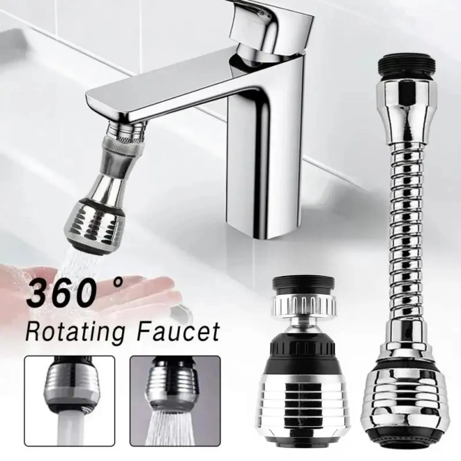 360 Degree Rotatable Kitchen Faucet Extender, 1 Count Dual Mode Water Saving Pressurize Faucet Extender, Filter Sprayer, Bathroom Kitchen Gadget, Home