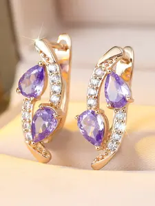 Exquisite Water Drop Earrings Rhinestone Decor Stackable Clip Earrings for Women & Girls Holiday Party Engagement, Perfect for Daily Wear Jewlry Accessories Anniversary Mother's Day Gift