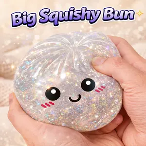Oddly Satisfying Squishy Bun  Super Soft Glitter Slime Fidget, Slow Rising Stress Relief & Relaxing Desk Use