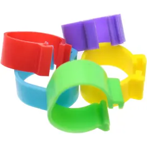 16mm Chicken Identification Band 50PCS 16mm 5Color Plastic Poultry Chickens Ducks Leg Rings Clip-On Round Tags Poultry Identification Bands