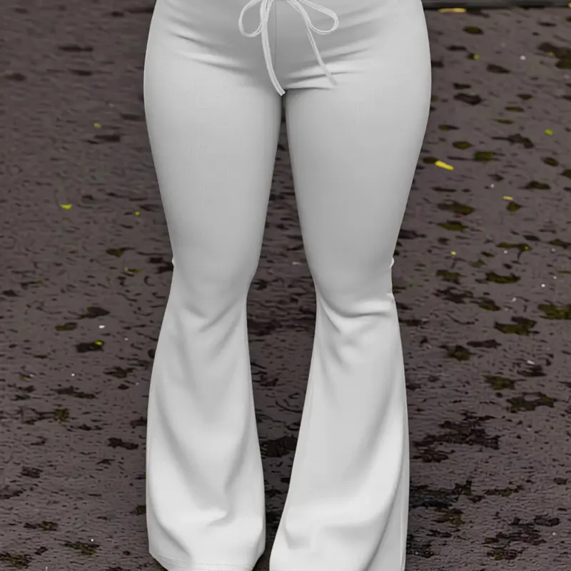 Women's Streetwear Yoga Pants, Activewear Bottoms, Casual Long Wide Leggings, Fitted Drawstring Waist, All Seasons Wear, H-Type Silhouette, Knitted Sports Pants, Casual Athleisure Pants, Fitness Pants