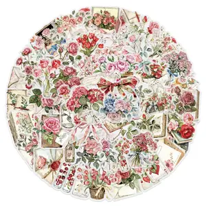 50 Packs Floral Flower Stickers Water Bottles Laptop Phone Cellphone Computer Guitar Skateboard Hydroflasks Flower Vinyl Sticker Waterproof Aesthetic Trendy Decals for Kids Teens Girls Adults