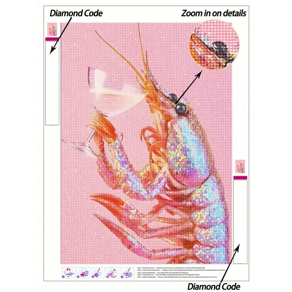5D DIY Diamond Painting, Pink Tone Disco Style DIY Diamond Painting Set, The Shrimp Disco Ball Canvas Wall Art, Home Decor Diamond Painting, Mosaic Kit, Diamond Painting Kits, DIY Your Own Wall Art, Enjoy The Fun Of Handmaking