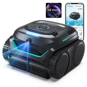 WYBOT C2 Vision AI Camera Cordless Pool Vacuum Robot for inground Pools, 8-in-1 Pool Cleaner, Dual-Layer Filtration, Brushless Motor Powerful Suction, Wall Climbing, Waterline Cleaning