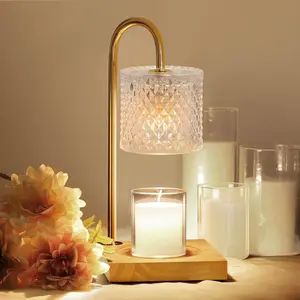 Candle Warmer Lamp, Candle Lamp Wax Warmer, Timer & Dimmer 7-Levels, Fits Cup Jar Candle, Top Melting, Crystal Heater Lamp for Scented Wax, Elegant Home Decor, Clear Glass