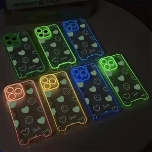 Heart Pattern Phone Case, Glow in The Dark Phone Protective Cover, Phone Accessory Compatible with iPhone 16 15 14 13 12 11 X XS XR Plus Pro Max Series