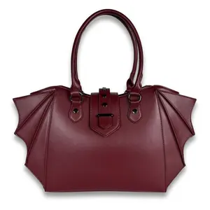 Burgundy Bat-Shaped Handbag with Unique Design, 3D Wing Decoration Women's Bag, Gothic Style Fashionable Accessory Bag, Everyday Versatile Commuter Tote Bag