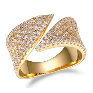 Diamonique 2.45 cttw Pave Goldtone Cuff Ring
