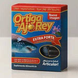 Ortiga más Ajo Rey Extra Forte Suplemento Alimenticio con Cartílago de Tiburón 20 Tabletas 650 mg 09 Cápsulas 600 mg