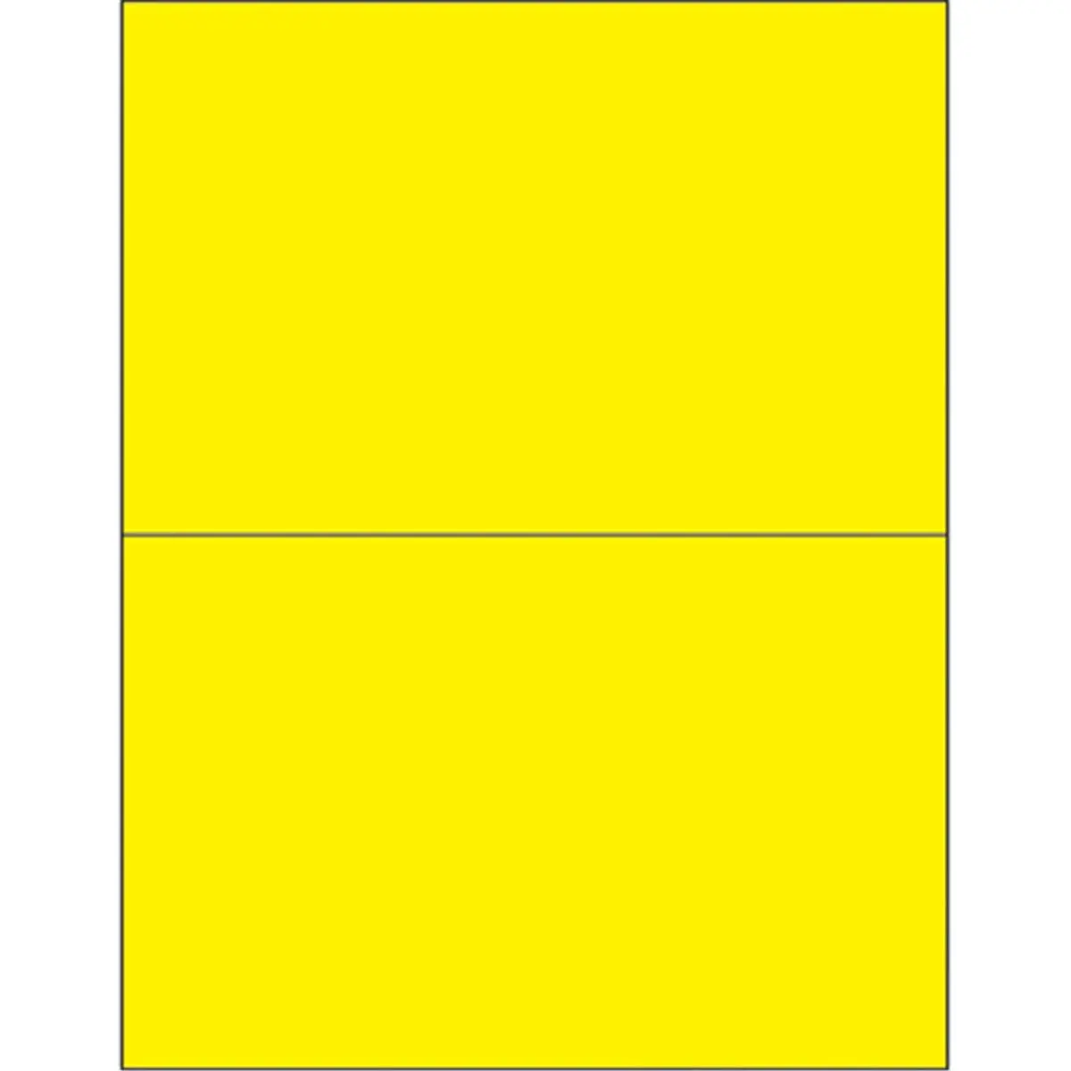 Box Partners LL184YE Fluorescent Yellow Rectangle Laser Labels - 5 1/2" h x 8 1/2" w, Permanent Acrylic, For Laser Printers & Ink Jet Printers, Sticks to Smooth Surfaces, Mailing Labels, Pack of 200