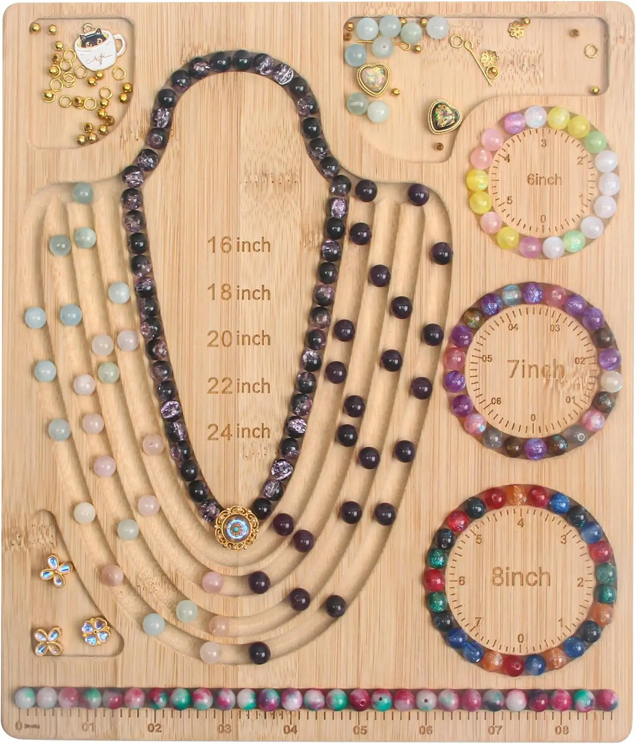 Bead Board for  Making,  Beading Tray Design Mat for Necklaces, Bracelets, and Crafts. Portable Bracelet Sizer  Making Supplies