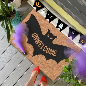 Halloween Bat Welcome Mat, Unique Holiday Decor Rug, Thick Soft Plush Door Mat for Living Room Bedroom Entryway