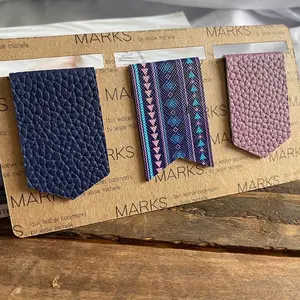 Boho Indie Faux Leather Magnetic Bookmarks Purple