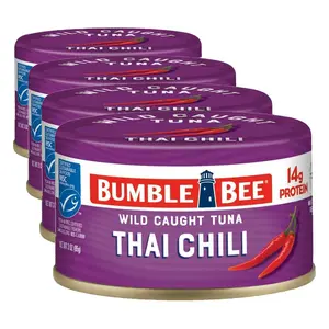“Bumble Bee Snackers Thai Chili Tuna – Wild Caught Skipjack, 3oz Easy Open Cans, 14g Protein, Ready-to-Eat, 4 Pack”
