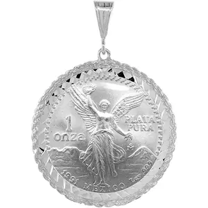 925 Sterling Silver 1 Onza Plata Libertad 36 mm Coins D/C Rope Bezel Prong Back