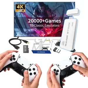 Wireless Retro Gaming Console with Dual Controllers, over 20,000 Games & 23 Emulators, 4K HD Output, 64GB Memory, Plug-And-Play TV Gamepad Game Console Stick