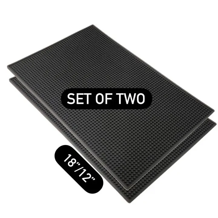 2pcs 18/12 Premium Rubber Drying Mats & Coasters, Modern Non-Toxic Durable Non-Spill Coffee Bar Mats for Home Kitchen Countertop Dish Rack & Coffee Tableware Use, Coffee Bar Mat