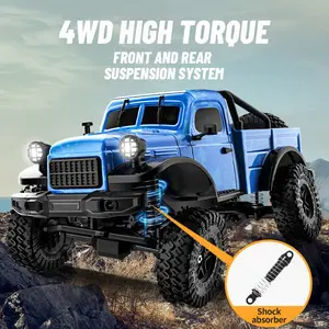 JJRC 1:10 Scale 4WD Remote-Controlled RC Crawler Truck, 2.4G Off-Road Vehicle with Built-in Li-Ion Battery, Proportional Throttle & Realistic Look Pickup Model for Adults & Kids 12+