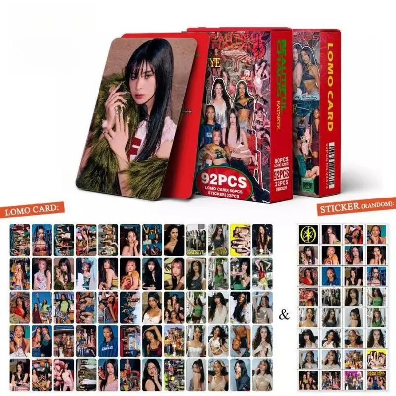 92pcs Kat-Seye Beautifulchaos Celebrity Collection Accessories, Includes 60 Photo Cards & 32 Stickers, Perfect for Idol Collectors & Fans, Photocard