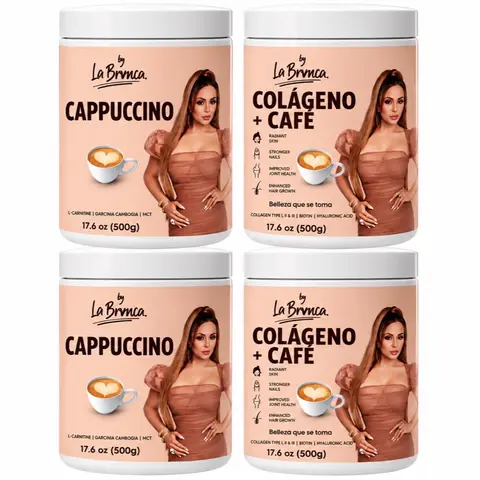 By La Bronca 4-Pack Coffee Variety Set - 2 Cappuccino, 2 Collagen Coffee - Beauty Supplement, Healthcare Dietary Nutrient Blend