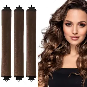 3 Pack Heatless Curls No Heat Curling Rod with Silk Scarf, Velvet Hair Curlers to Sleep in Curls with Hook Rods Headband with Silk Scarf Curl Styling Kit for Long Medium Hair Curly Hair Kit Soft Hair Curlers