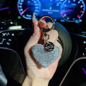 Luxury Rhinestone Heart Keychain, Bling Crystal Bag Charm, Sparkling Heart Keyring for Car Keys, Aesthetic Accessories for Women, Glittering Heart Pendant Gift for Her, Trendy Bag Decor
