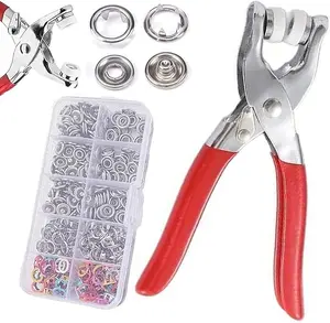 100 Sets Metal Snaps Buttons with Fastener Pliers Press Tool Kit Perfect for DIY Crafts Clothes Hats and Sewing, Snap Button Fasteners Kit for Clothing Sewing