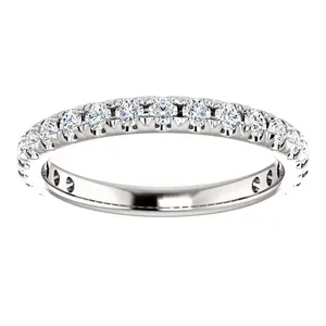 5/8 cttw Diamond Wedding Ring Womens Stackable French Set 14k White Gold Band