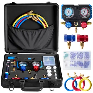 3-Way HVAC Manifold Gauge Set, Refrigerant Charging Diagnostic Kit for R22 R134a R410A, Universal AC Repair Tool for Home and Automotive Use