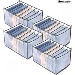 Homeasy Wardrobe Clothes Organizer, Drawer Organizer for Clothing, Closet Organizers and Storage, Drawer Dividers for Clothes, Mesh Separation Box for Thin Jeans, Trousers, T-shirts, Skirts