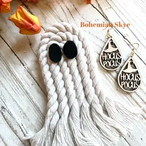 Boho ghost, macrame ghost wall hanging, Halloween decor
