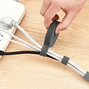 1PC length 118.11in/300cm data cable storage and sorting, wire fixation, Velcro tape binding, computer desktop winding, wire harness binding, cable management, practical, and convenient, Desk Organizer Tidy