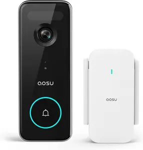 AOSU Doorbell Camera Wireless, 5MP Ultra HD, No Monthly Fee, Triple Motion Detection Video Doorbell with Homebase, Enhanced (2.4/5 GHz) WiFi, 180-Day Battery Life, Work with Alexa & Google Assistant
