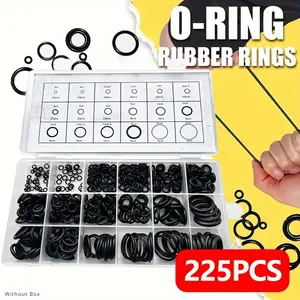 225pcs Durable Rubber O-Ring Kit, Oil-Proof Waterproof Seals for Automotive & Mechanical Use, Various Sizes Available