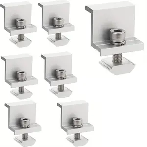 Solar Panel End Clamps 30mm 35mm Fit | Aluminum Z Brackets Mounting Kit with Nuts & Bolts Durable | Universal PV Rail Clamps Hardware for Solar System Installation